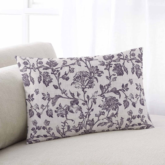 Farmhouse Purple Standard Pillow Covers, Vintage Flower Leaf PlantsPlant Soft Breathable Throw Pillow Cases with Invisible Zipper, Decorative Pillowcase Pillows Protectors for Sofa Bed Chair 20"x26"