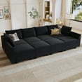 thumbnail image 2 of HONBAY Modern Upholstered Sofa Couch Bed with Movable Storage Ottoman for Apartment, Black, 2 of 6