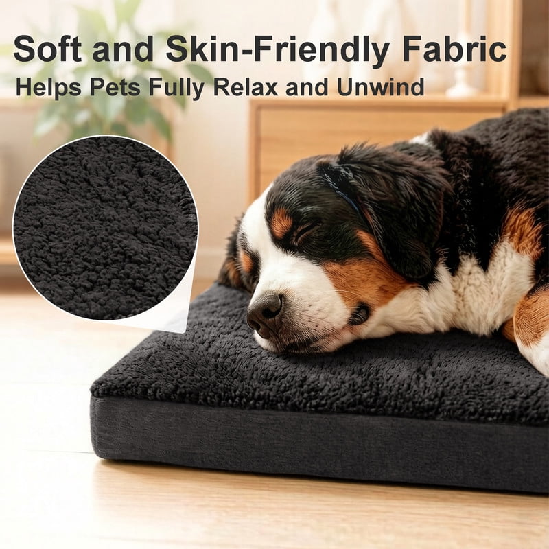Exclusivo Mezcla Medium Dog Bed with Removable and Washable Cover, Orthopedic Pet Bed for Crates, Non-Slip Bottom and Waterproof Liner, 36"×24", Black