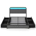 thumbnail image 2 of Costway Full Size Bed Frame with LED Lights & Charging Station Storage Headboard Black, 2 of 10
