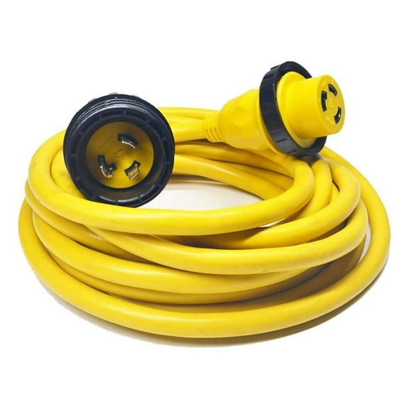 Marine & RV Cords 125v 30 amp x 25' Yellow Shore Power Boat Extension Cord, 25 ft - 21312