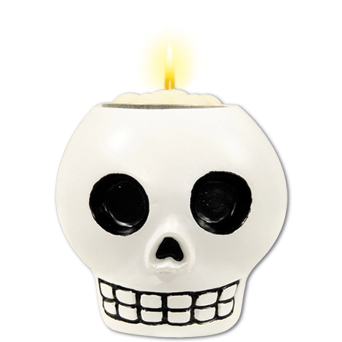 Candle Tea Light Set of 6 Black and White Skulls 