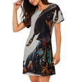 thumbnail image 2 of Naloa Fantasy Wizard Dog Art Print Women Nightgowns,Womens Loungewear,Short Sleeve Sleepwear,Comfy Ladies Nightdress, 2 of 6