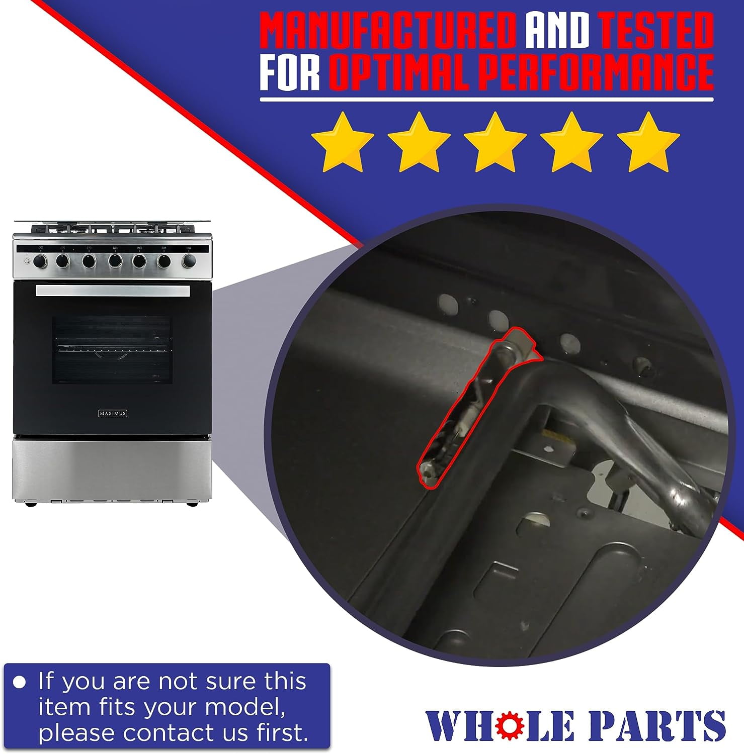Whole Parts Range Bake or Broil Spark Electrode Part# W10333842- Replacement & Compatible with Some Jenn Air, Kitchen Aid, Amana, Maytag and Whirlpool Ranges