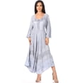 thumbnail image 5 of Sakkas Mirabel Stonewashed Corset Style Floral Emboridery Kimono Sleeve Dress - Baby Blue - L/XL, 5 of 5