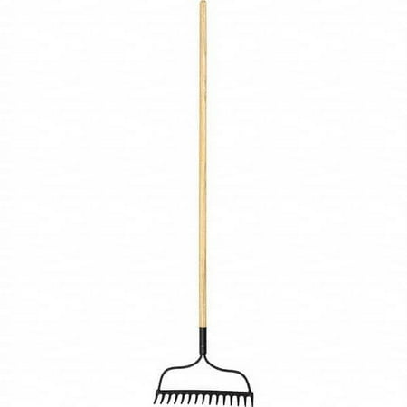 PRO-SOURCE Bow Rake with 52-3/4  Straight Wood Handle 14-3/4  Blade Width  15 Tines  2-3/4  Tine Length