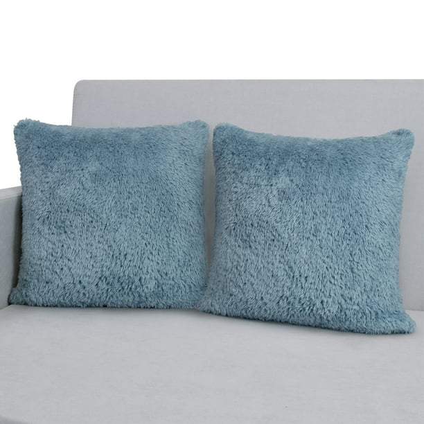 Pavilia Decorative Sherpa Throw Pillow, Light Blue Throw Pillow Covers
