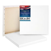 U.S. Art Supply 24 x 24 inch Stretched Canvas 12-Ounce Triple Primed, 3-Pack - Professional Artist Quality White Blank 3/4" Profile, 100% Cotton, Heavy-Weight Gesso - Acrylic Pouring, Oil Painting
