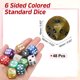 thumbnail image 2 of Paquete de 48 dados estándar de 6 caras de colores, dados mini poliedros de acrílico con patrón de perla para juegos de mesa o aprendizaje matemático, punto dorado/negro, 2 of 6