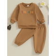 thumbnail image 2 of Bagilaanoe 2PCS Toddler Baby Girl Pants Set Letter Print Long Sleeve Sweatshirt Tops + Sweatpants 3M 6M 12M 18M 24M 3T Kids Casual Sweatsuits, 2 of 9