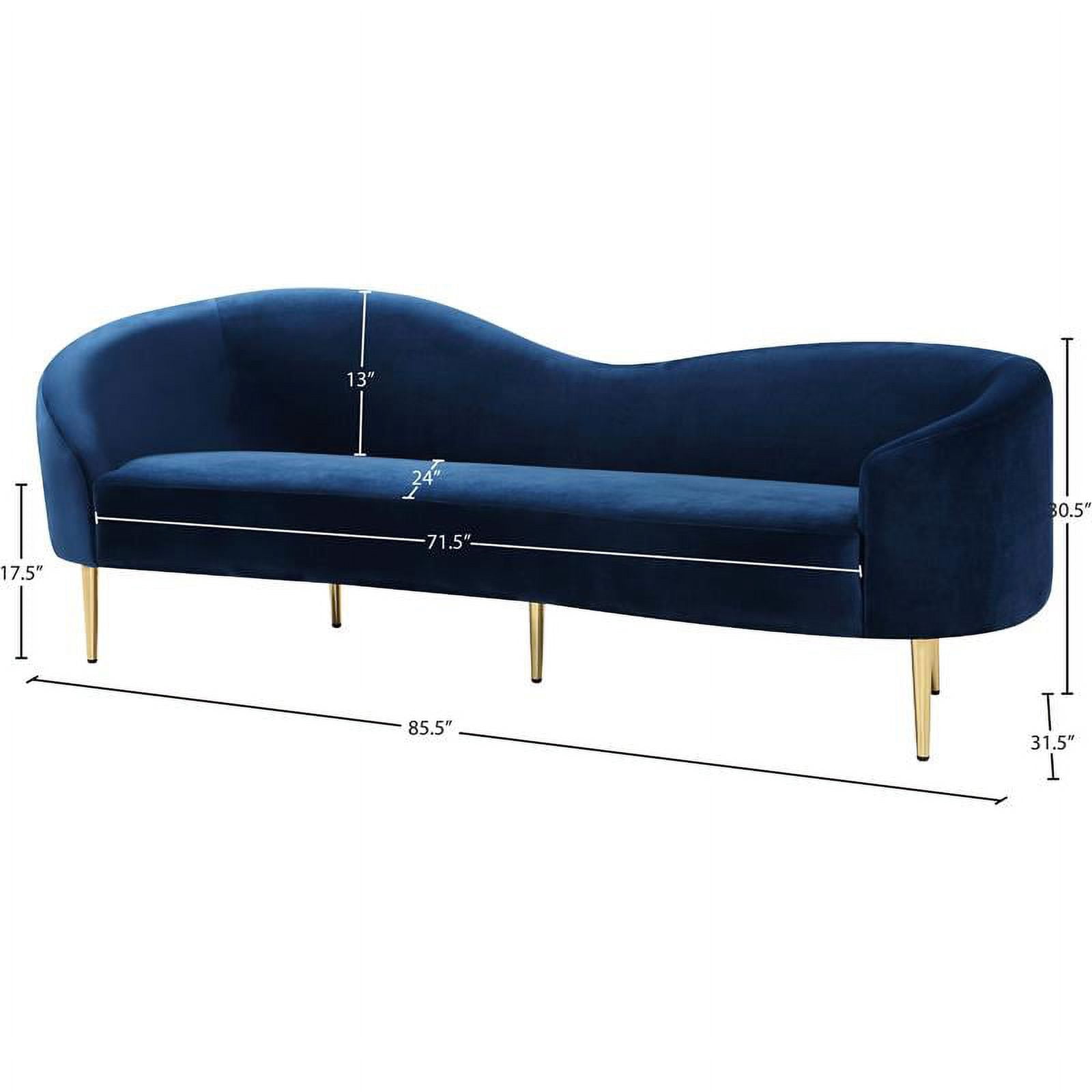 Meridian Furniture Ritz Contemporary Velvet Sofa in Navy