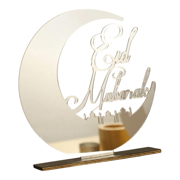 Decoración para Eid Mubarak, decoración para Ramadán, letrero de mesa ligero y artesanal.