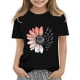 thumbnail image 2 of XIMIN T-Shirts Filles Graphiques Tournesol Manches Courtes Col Rond Coton Coupe Ample Décontractée Été, 2 of 5