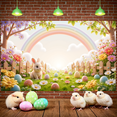 thumbnail image 6 of Colorful Eggs Easter Banner Cherry Blossom Spring Backdrop Rainbow Cute Bunny Egg Hunt Background for Easter Party Spring Celebration Kids Activity, 6 of 9