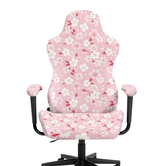 Uorisanigo Pink Floral Gaming Chair Covers Slipcovers for Women Non Slip Racing Gaming Chair Protector with Elastic Edge Scratch-Proof Rotating Armchair Covers Gift for Holiday
