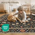 thumbnail image 4 of ODIKA 6'x9' Washable Area Rug Non-Slip, Easy Care, Boho Faded Vintage Border Retro Blossoms Leafy Vines Tone Dining for Family Room, Living Room, Master Bedroom, 4 of 7