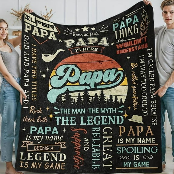 [60x50inch] Soft Funny Throw Blanket Flannel Blanket,Best Papa Ever Gifts Papa Fathers Day Birthday Gift,Fathers Day Christmas Birthday Gifts For Papa Grandpa Grandfather