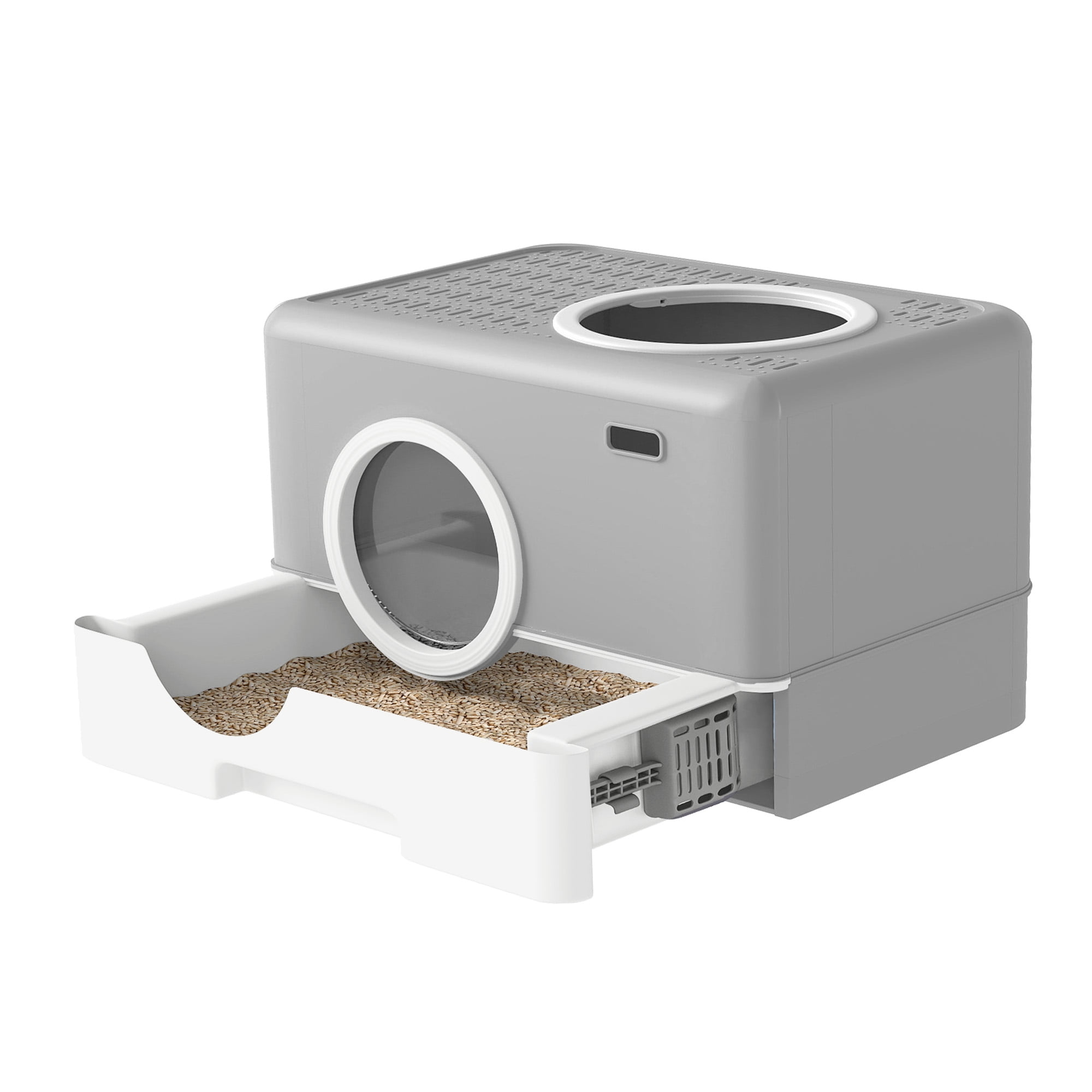 Uforic Large Enclosed Cat Litter Box with Lid Drawer Type Easy to Clean,Gray