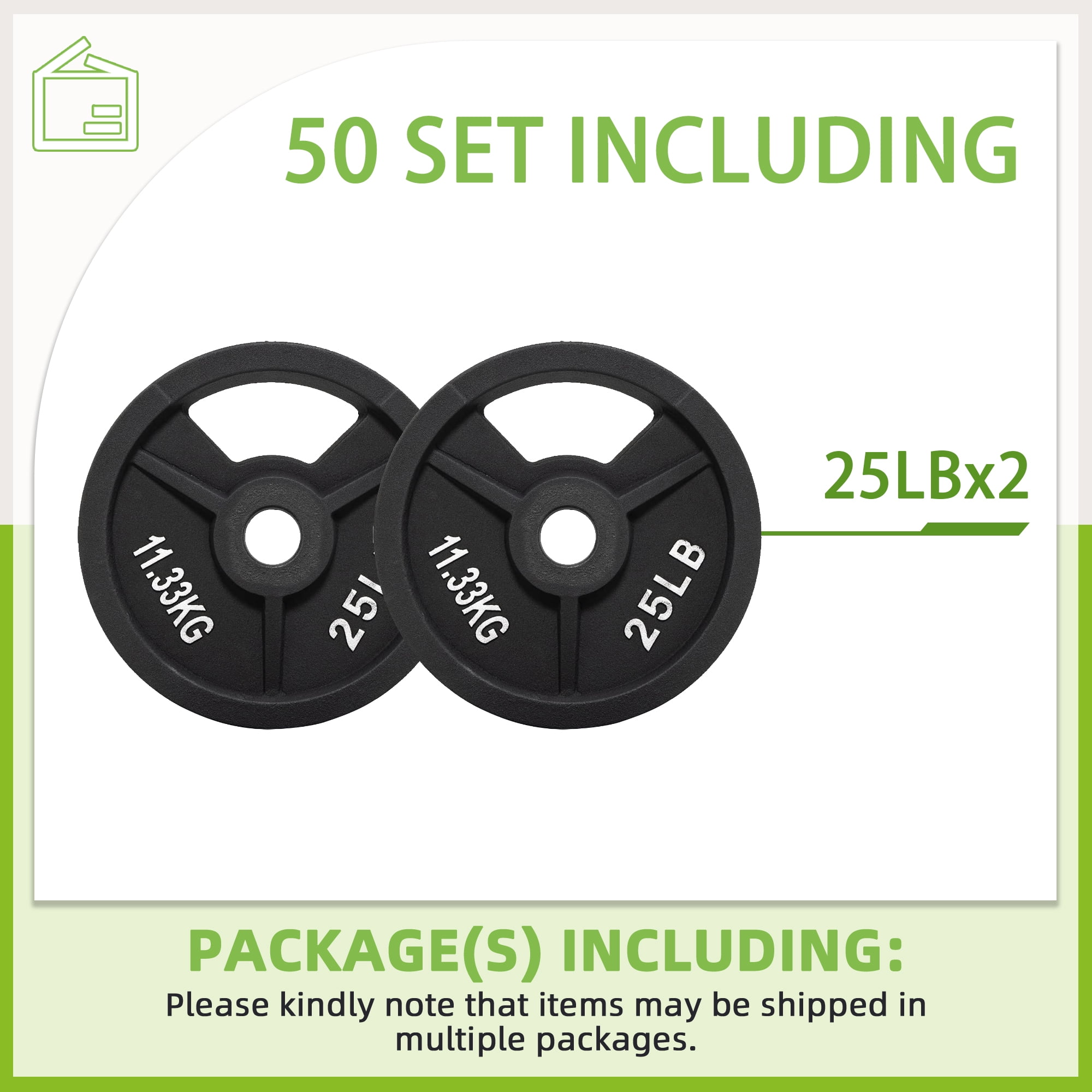 FlexWave 2-Inch Olympic Cast Iron Weight Plates Set, 5LB, 10LB, 50LB, 70LB & 120LB Options, for Strength Training & Home Gym