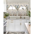 thumbnail image 5 of Blue Teal Spring Floral Kitchen Curtain Set Swag Valance and Tier Curtains 24 Inch Length, Watercolor Botanical Summer Flowers Curtain Valance for Windows, Light Filter Drapes for Bedroom Bathroom, 5 of 6
