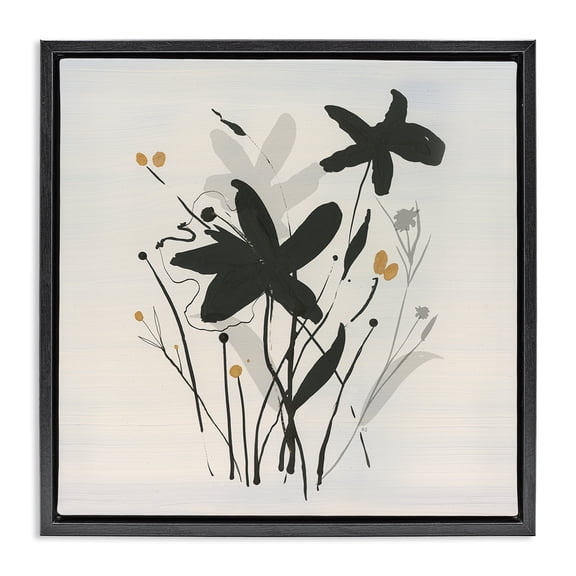 Stupell Industries Modern Impressions of Flowers Black Floating Frame Canvas Art, 18 x 18, by Susan Jill