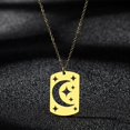 thumbnail image 2 of Celestial Stainless Steel Necklace Hollow Out Moon Stars Charm Engraved Jewelry, 2 of 5