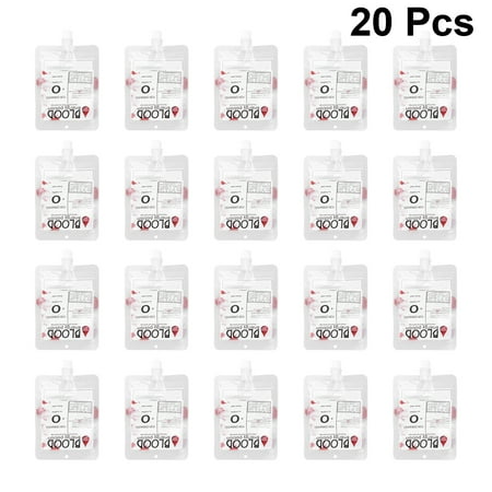 

20PCS 250ml Blood Drink Bag Halloween Beverage Squeeze Pouches for Party Juice (Blood Type)