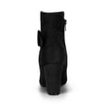 thumbnail image 2 of BLISSFUL STEP Women's Boots Faux Suede Ankle Booties Block Heel Round Toe Buckle Side Zip Boots Black 5.5, 2 of 8