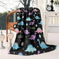 thumbnail image 3 of Black Cartoon Dinosaurs Eggs Stars Pattern Blanket,Comfortable Soft Flannel Throw Blanket,All Season,Warm Lightweight Blankets for Sofa Bed Couch Living Room Chair,50"x60", 3 of 4