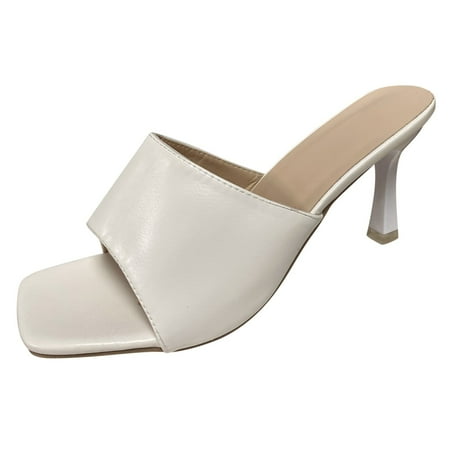 

ZMHEGW Women High Heels Ladies Solid Color Fashion Casual Sandals Thin Heels High Heel Sandals Shoes For Womens