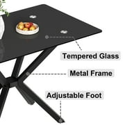 Holaki 47.24'' Rectangular Tempered Glass Dining Table for Dining Room, Living Room, Office