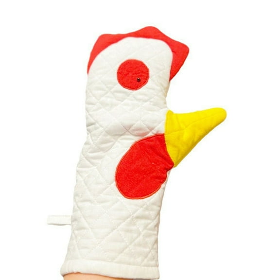 Ysmooiuy Oven Mitts Surfaces Rooster Shaped Baking Cooking BBQ Mitt Non-woven Fabric for Kitchen