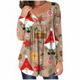 thumbnail image 2 of Puntoco Mujer Casual Navidad Impreso Jersey Cuello Redondo Manga Larga Botones Blusa tops Puntoco Puntoco-2348, 2 of 6