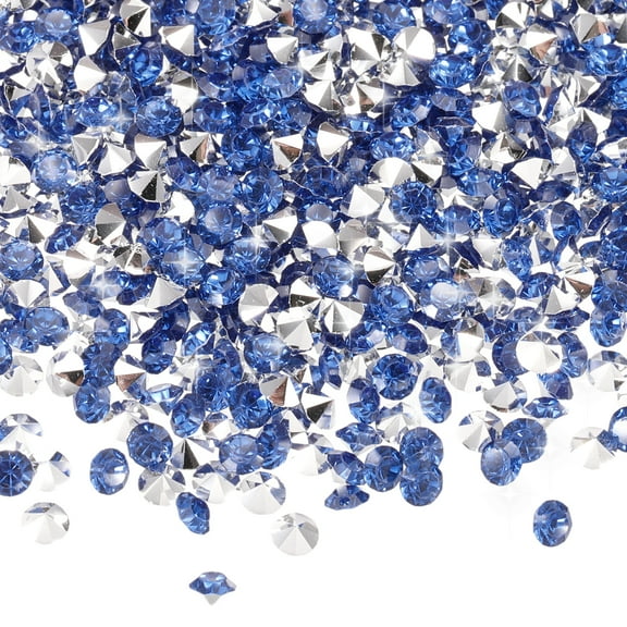 Uxcell 16800 Pcs Wedding Table Scatter Confetti Diamond, 3mm Mini Crystals Acrylic Fake Diamonds Rhinestones for Table Centerpiece Decorations Vase Filler Beads(Silver Dark Blue)