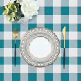 thumbnail image 2 of decorUhome Round Tablecloth, Waterproof Vinyl Flannel Backed Table Cloth, Buffalo Wipeable Plastic Table Cover for Kitchen and Outdoor, Turquoise and White, 60" Round, 2 of 10