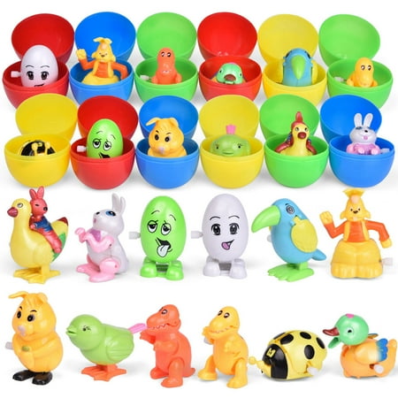 Fun Little Toys Assorted Wind-up Toys for Kids Easter Eggs Prefilled  12 Pieces