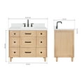 thumbnail image 2 of Ariel Monroe 42 Inch Single Rectangular Sink Bathroom Vanity With Carrara White Quartz Countertop 1.5 inch Edge In Oak, 2 of 7