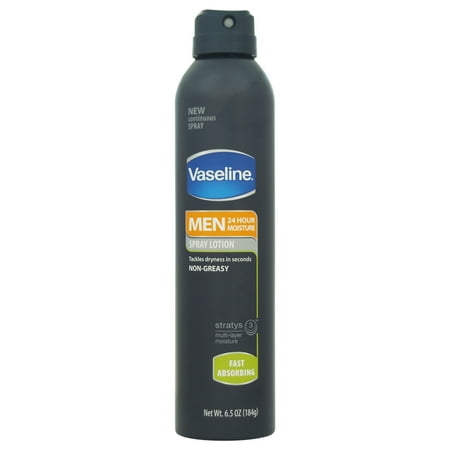 Vaseline Men 24 Hour Moisture Spray Lotion Fast Absorbing 6.50 oz