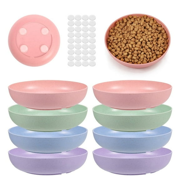 shuaien 8Pcs Cat Food Bowls with Non-Slip, Whisker-Friendly Shallow Dishes for Wet Food, 5.5" Flat Plates for Indoor Cats