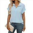 thumbnail image 1 of Blusa de Verano para Mujer, Corta, Elegante, Informal, con Cuello de Solapa, Color Azul , Talla XL, 1 of 9