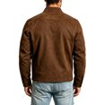 thumbnail image 4 of FchengtaiS Mens Suede Bomber Jacket Stand Collar Zip Up Wind Resistant Jacket Winter Warm Outerwear with Multi Zipper Pockets, 4 of 7