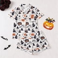 thumbnail image 2 of Bobifish Toddler Girls Halloween Print Sleepwear Sets Short Sleeve Collared Button Down Top&Shorts Nightwear Kids Girls Sets, 2 of 9