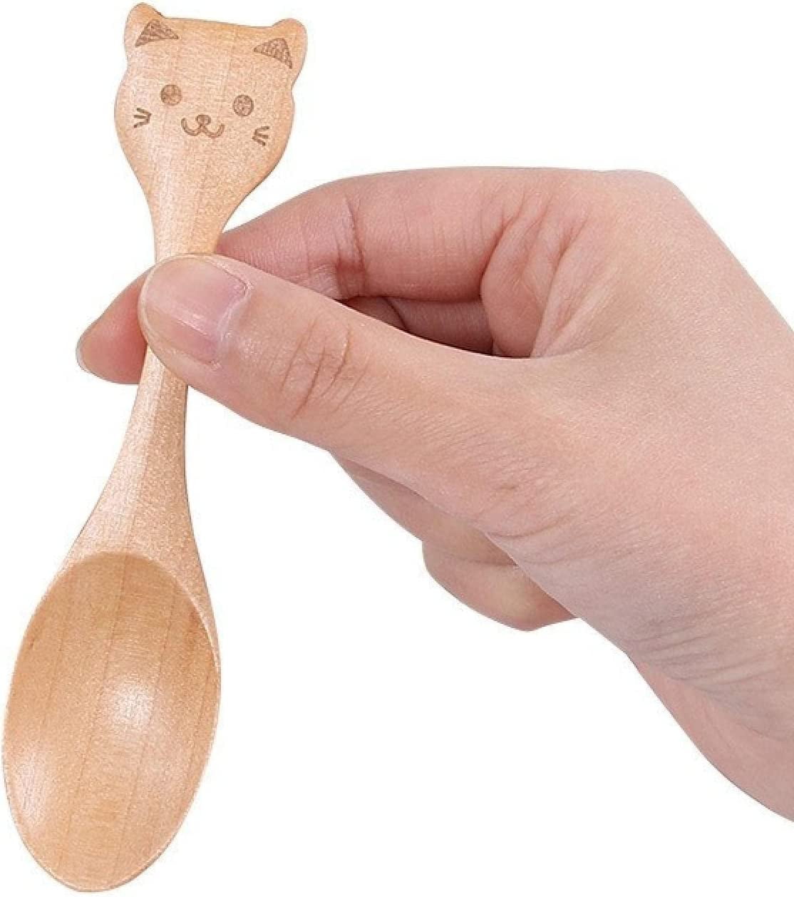 Wooden Cartoon Spoon Fork Tableware Small Soup Spoon Dessert Wooden Spoon  Puppy Spoon 12 x 3cm（ ） 