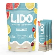 LIDO Hydrating Electrolytes | No Added Sugar | On The Go Powder Packets | No Artificial Ingredients | Vegan & Paleo Friendly | 28 Sticks - Variety Pack - Watermelon, Lemonade, Tropical Punch