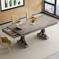 thumbnail image 4 of 71-Inch Dining Table with 2 Drawers – Rectangular for 6-8, Double Pedestal & Sturdy Frame, Industrial Wooden Kitchen Table for Dinner, 4 of 10
