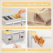 Toaster 4 Slice, Stainless Steel Bread Toaster with 2 Colorful LCD Display, 7 Shade Settings,1800W, Silver Metallic