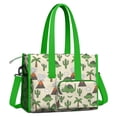 thumbnail image 2 of Teacher Tote Bag,Beige Cartoon Dinosaurs Volcanoes Cacti Pattern Teacher Utility Tote Bag,Large Work Tote Bags for Women with Multiple Pockets,Top Zipper Closure,13.8x10.6x6.7 Inch, 2 of 5