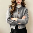 thumbnail image 2 of Enjoytime Cardigan Sweaters for Women Crew Neck Button Down Knit Cropped Cardigans Work Casual Trendy Fall Winter Clothes, 2 of 5