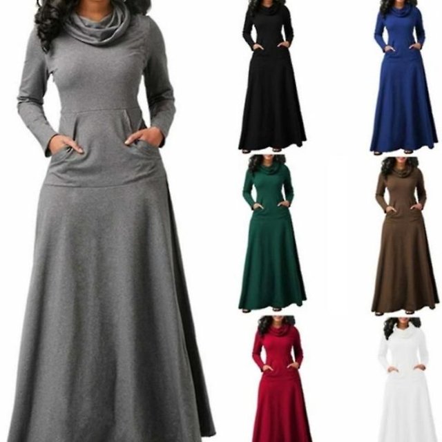Large Size Long-sleeved Turtleneck Autumn And Winter Cross-border Long Bottoming Dress