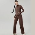 thumbnail image 4 of Conjunto deportivo de 2 uds para mujer, traje de Yoga liso elástico con cremallera, camisa de manga larga, mallas de cintura alta, ropa de gimnasio de entrenamiento transpirable, 4 of 5